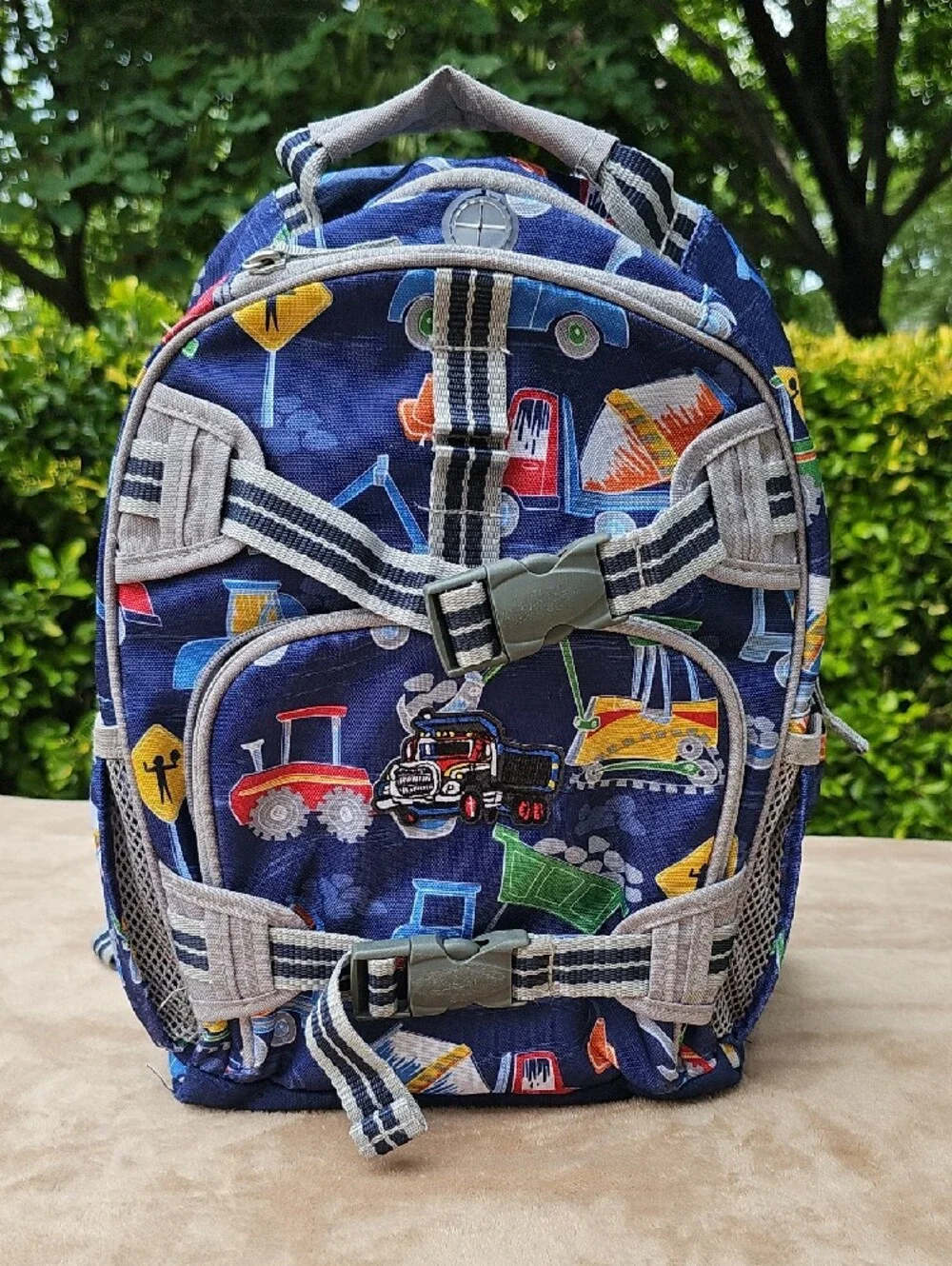 Pottery Barn Kids Navy Construction Print Backpack Set